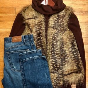 Brown & Tan Faux Fur Vest